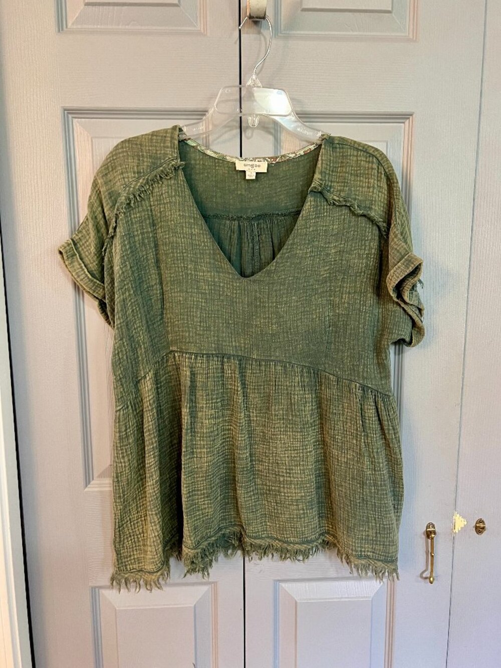 Umgee Textured Babydoll Top, Raw Edges